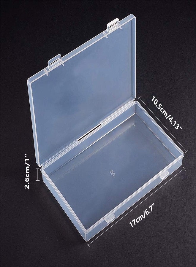 BENECREAT 4 Pack 6.7x4.13x1 Inches Large Clear Plastic Box Container Clear Storage Organizer with Hinged Lid for Small Craft Accessories Office Supplies Clips - Image 2